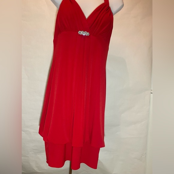 Betsy & Adam Red Bubble Skirt Dress - Picture 2 of 13